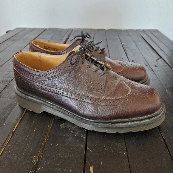 Dr. Martens Vintage Men\'s 9 Dark Brown Leather Oxfords Chunky Lace Up Shoes Y2K main image 8